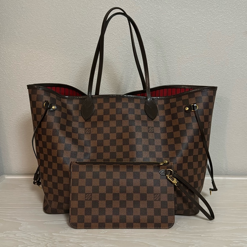 Louis Vuitton Neverfull GM Damien Ebene Tote Bag with clutch